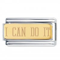 I CAN DO IT 18K Gold Plate Engraved Superlink Inspirational Motivational Bracelet Charm