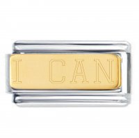 I CAN 18K Gold Plate Engraved Superlink Inspirational Motivational Bracelet Charm