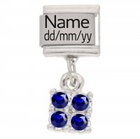 Personalised SEPTEMBER Birthstone Dangle Name & Date Charm