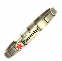 Red Medical Symbol Pacemaker Medical ID Alert Bracelet - One siz