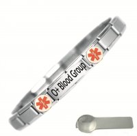 O+ Blood Group Medical Alert Stainless Steel Bracelet