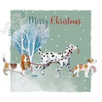 Christmas Card - Dog Festive Friends Lead - The Wildlife Ling Design
