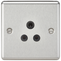 Knightsbridge 5A Unswitched Socket - Rounded Edge Brushed Chrome Finish with Black Insert - (CL5ABC)