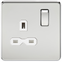Knightsbridge Screwless 13A 1G DP switched socket - polished chrome with white insert - (SFR7000PCW)