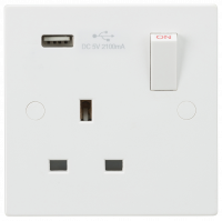 Knightsbridge 13A 1G Switched Socket with USB Charger 5V DC 2.1A - (SN9903)