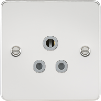 Knightsbridge Flat plate 5A unswitched socket - polished chrome with grey insert (FP5APCG)