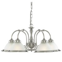 Searchlight American Diner - 5Lt Ceiling, Satin Silver, Acid Glass