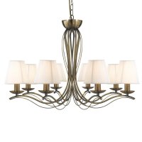 Searchlight Andretti - 8Lt Ceiling, Antique Brass, Cream String Shades