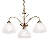 Searchlight Milanese 3 Light Ceiling Antique Brass Alabaster Glass
