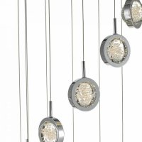 Dar Livia 12 Light Cluster LED Pendant Pol Chr & Glass Spheres