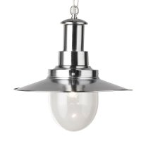 Searchlight Fisherman Ii Pendant-1 Light Large Pendant Satin Silver with Seeded Glass