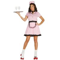 1950s Diner Girl Fancy Dress Waitress Costume 50s Pink Waitress Outfit