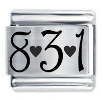 8-3-1 Etched Shiny Italian Charm - Fits all 9mm Italian Charms