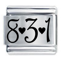 8-3-1 Etched Italian Charm - Fits all 9mm Italian Charms