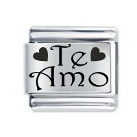 Te Amo Love Etched Italian Charm - Fits all 9mm Italian Charms