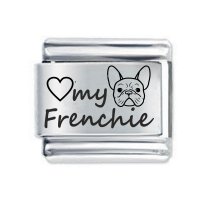 I Love my Frenchie Etched Italian Charm - Fits all 9mm Italian Style Charms