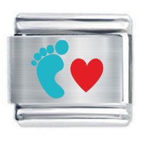 Colorev - Baby Foot with Red Heart Italian Charm - Fits all 9mm Italian Style Charms