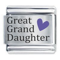 Colorev - Great Grand Daughter Heart Purple Italian Charm - Fits all 9mm Italian Style Charms