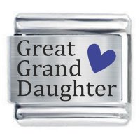 Colorev - Great Grand Daughter Heart Blue Italian Charm - Fits all 9mm Italian Style Charms
