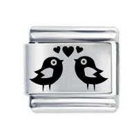 Pair of Lovebirds Etched Italian Charm - Fits all 9mm Italian Style Charms