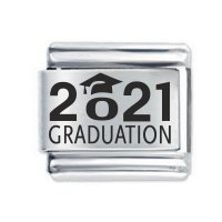 Daisy Charm - Etched 2021 Graduation Cap * 9mm Classic Italian charm