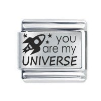 Daisy Charm - Etched You are my universe Rocket * 9mm Classic Italian charm