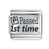 Daisy Charm - Etched Passed First Time - Driving Test * 9mm Classic Italian charm