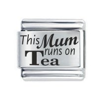 Daisy Charm - Etched This Mum Runs on Tea * 9mm Classic Italian charm