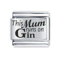 Daisy Charm - Etched This Mum Runs on Gin * 9mm Classic Italian charm