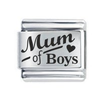Daisy Charm - Etched Mum of Boys * 9mm Classic Italian charm