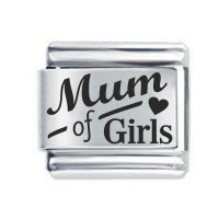 Daisy Charm - Etched Mum of Girls * 9mm Classic Italian charm