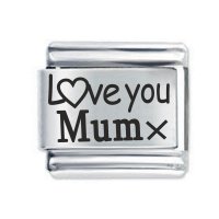 Daisy Charm - Etched Love You Mum * 9mm Classic Italian charm