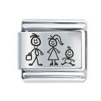 Daisy Charm - Etched Stick Family * 9mm Classic Italian charm
