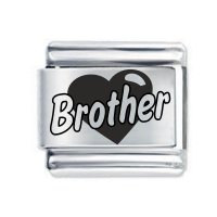 Daisy Charm - ETCHED BROTHER EMBOSSED HEART * 9mm Classic Italian charm