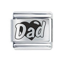 Daisy Charm - ETCHED DAD EMBOSSED HEART * 9mm Classic Italian charm