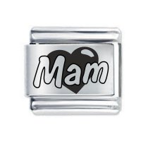 Daisy Charm - ETCHED MAM EMBOSSED HEART * 9mm Classic Italian charm