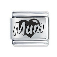 Daisy Charm - ETCHED MUM EMBOSSED HEART * 9mm Classic Italian charm