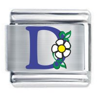 Colorev Daisy Charm - BLUE DAISY LETTER D - 9mm Italian Modular charm bracelets