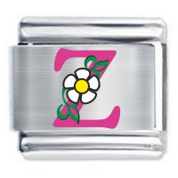 Colorev Daisy Charm - PINK DAISY LETTER Z - 9mm Italian Modular charm bracelets