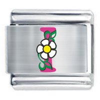 Colorev Daisy Charm - PINK DAISY LETTER I - 9mm Italian Modular charm bracelets