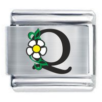 Colorev Daisy Charm - BLACK DAISY LETTER Q - 9mm Italian Modular charm bracelets