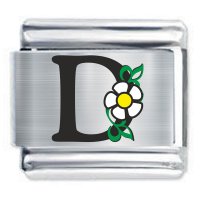 Colorev Daisy Charm - BLACK DAISY LETTER D - 9mm Italian Modular charm bracelets