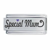 Special Mum with Purple  Heart Superlink Colorev Italian Charm - Compatable with all 9mm Italian Style Charm Bracelets