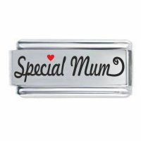 Special Mum with Red Heart Superlink Colorev Italian Charm - Compatable with all 9mm Italian Style Charm Bracelets