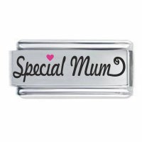 Special Mum with Pink Heart Superlink Colorev Italian Charm - Compatable with all 9mm Italian Style Charm Bracelets