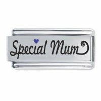 Special Mum with Blue Heart Superlink Colorev Italian Charm - Compatable with all 9mm Italian Style Charm Bracelets