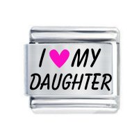 Colorev Daisy Charm - I LOVE MY DAUGHTER Pink Heart For 9mm Italian Modular charm bracelets