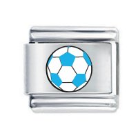 Colorev White & Light Blue Football Italian Charm - Compatable with all 9mm Italian Style Charm Bracelets