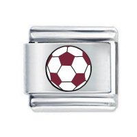 Colorev White & Maroon Football  Italian Charm - Compatable with all 9mm Italian Style Charm Bracelets