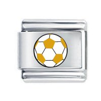 Colorev White & Gold Football  Italian Charm - Compatable with all 9mm Italian Style Charm Bracelets